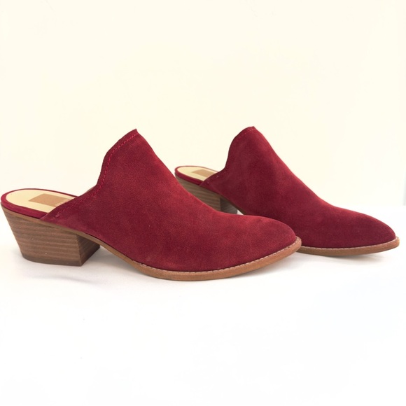 Dolce Vita Shanny Red Suede Leather Open Back Booties Sz 9 - Picture 2 of 12